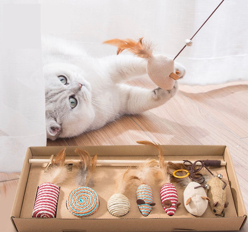 Plush cat kick and snuggle toy set