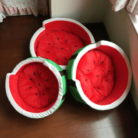 Plush Watermelon Pet Bed — in use