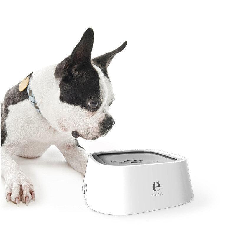 No-spill floating dog water bowl with anti-overflow design