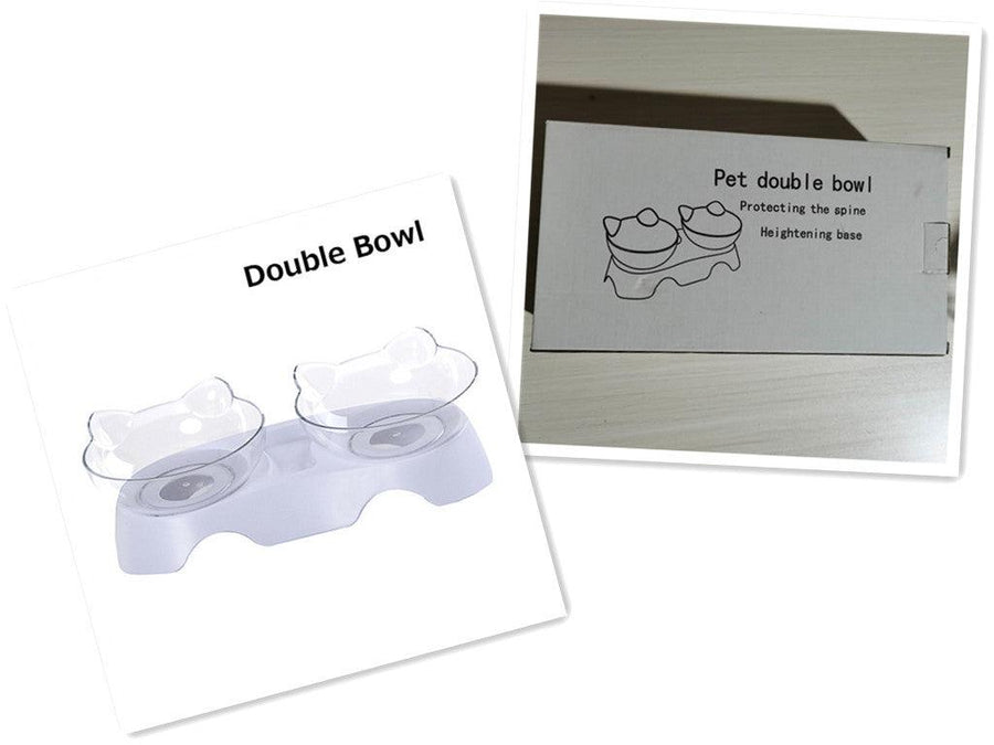 Elevated tilted whisker-friendly cat feeder bowl