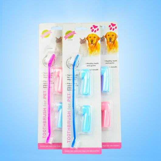 3-piece pet toothbrush set for dogs and cats