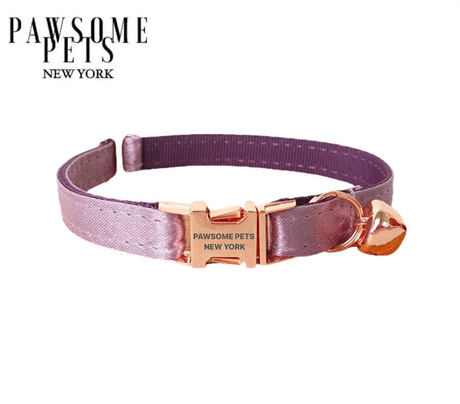 Adjustable nylon cat and small dog collar in silver purple