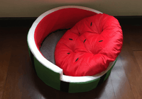 Plush Watermelon Pet Bed — side angle