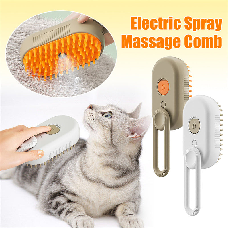 2-in-1 steam cat grooming brush with deshedding and massage