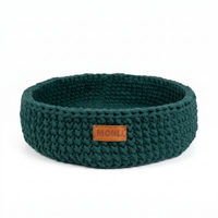 Handcrafted forest green cotton rope pet bed for cats and dogs