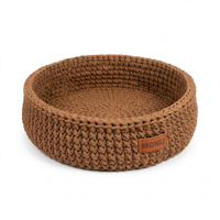 Handcrafted brown cotton rope pet bed for cats and dogs