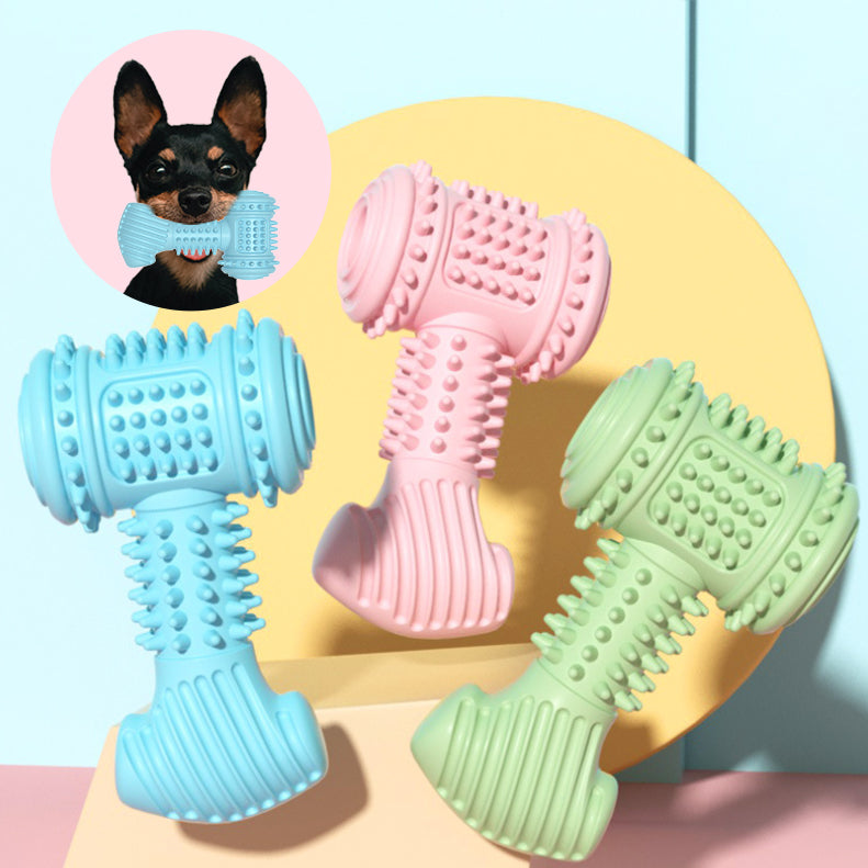 Durable TPR dog chew toy with textured teeth-cleaning design