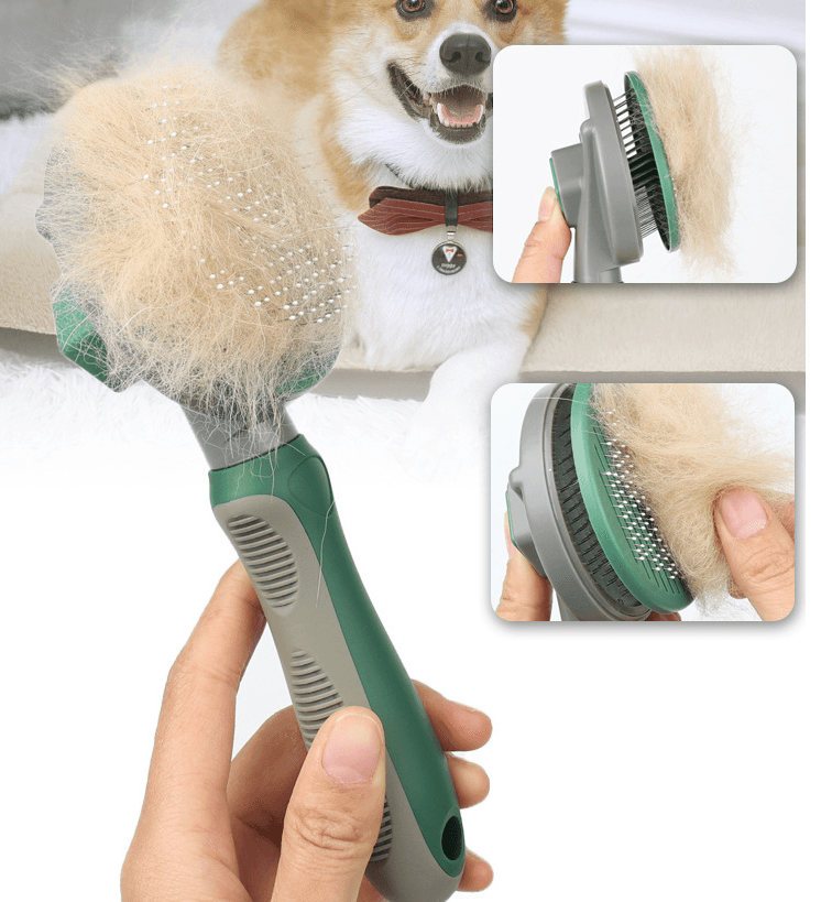 Self-cleaning pet deshedding comb for dogs and cats