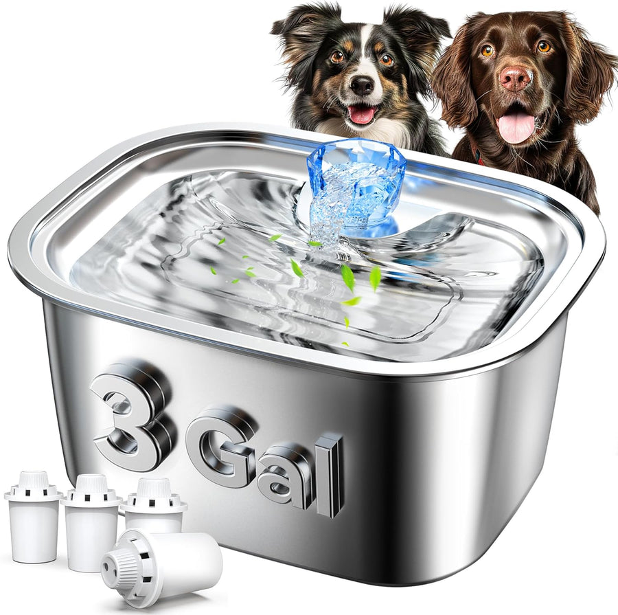 3-gallon stainless steel dog water fountain for large dogs