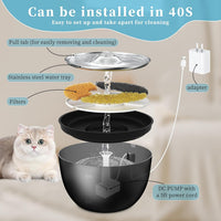 3L Stainless Steel Cat Water Fountain — size and scale