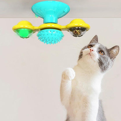 Catnip Spin & Scratch Toy: Interactive Multi-Function Windmill Toy For Cats-3