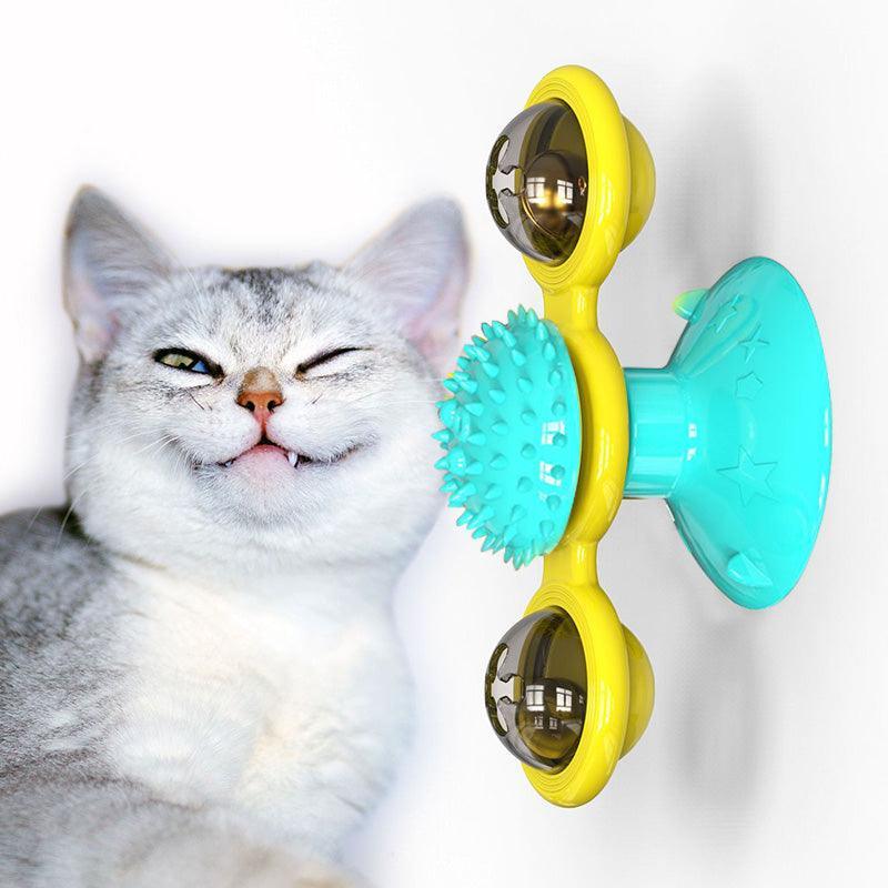 4-in-1 catnip spin and scratch windmill cat toy
