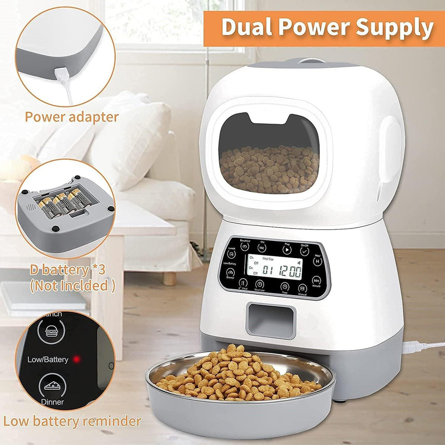 5L smart Wi-Fi pet feeder with app control and voice recording