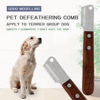 Wooden Handle Dog Hair Removal Knife — size and scale
