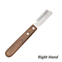 Wooden Handle Dog Hair Removal Knife — in use