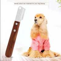 Wooden Handle Dog Hair Removal Knife — side angle