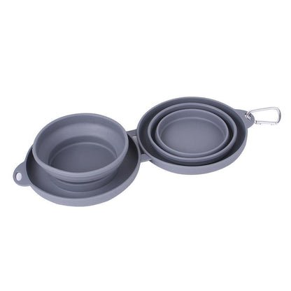 Double Collapsible Pet Feeding Bowl Set - Convenient And Portable Dog And Cat Bowls-3
